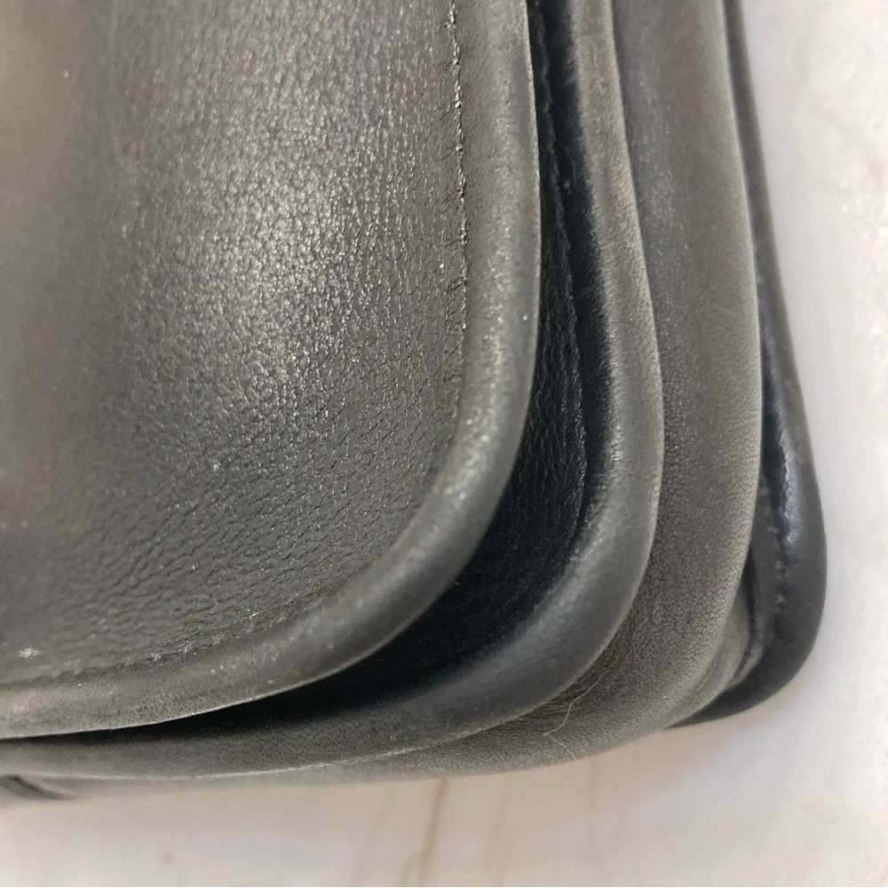 Coach vintage black leather compact pouch crossbody bag